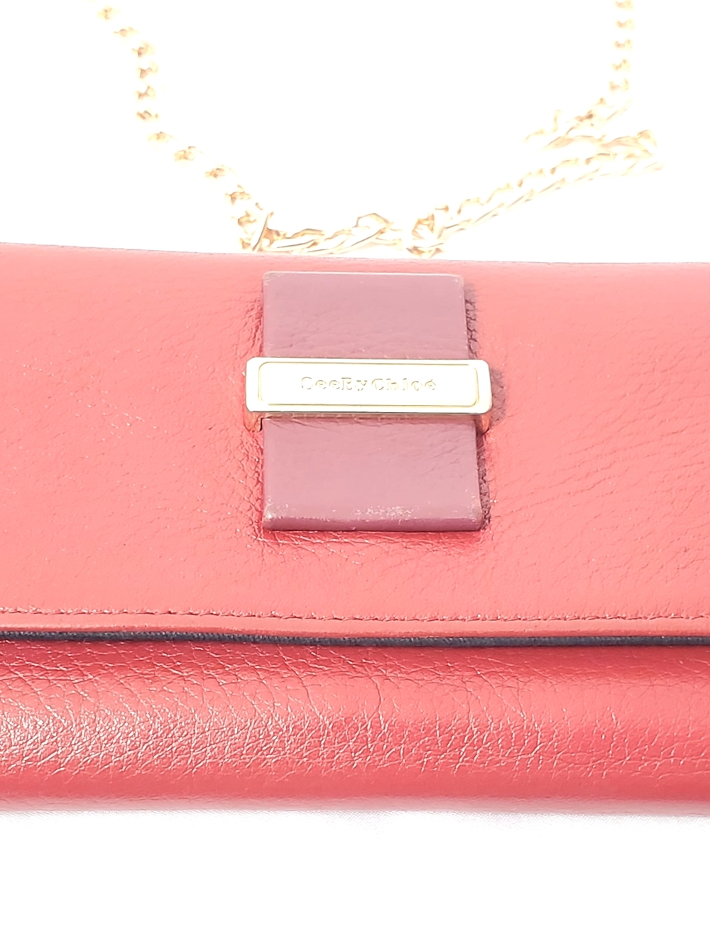 See By Chloe Red Leather Chain Wallet